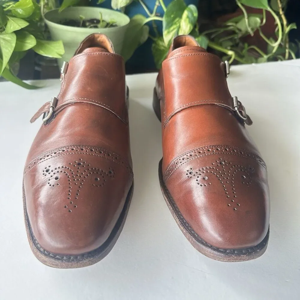 Allen Edmonds St. John's 2927 Double Monk Strap Shoes Dark Chili Leather Size 13
